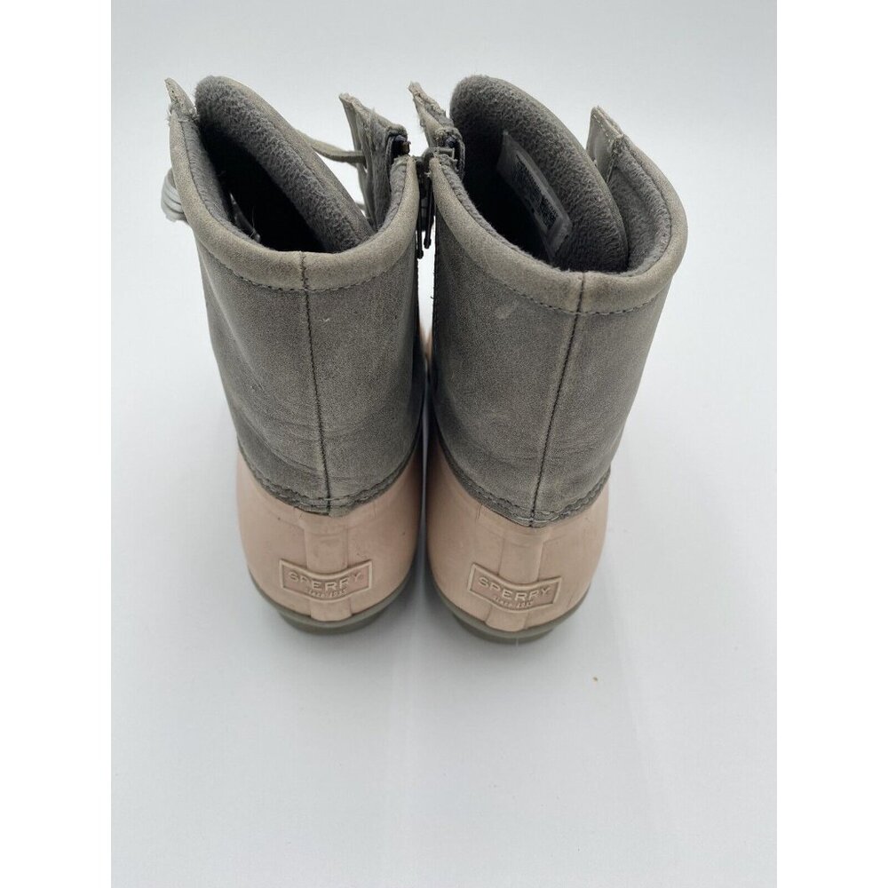 Women's Sperry Duck Boots STS85324 8.5 Grey LIght Pink Waterproof Rubber Suede - Picture 3 of 11